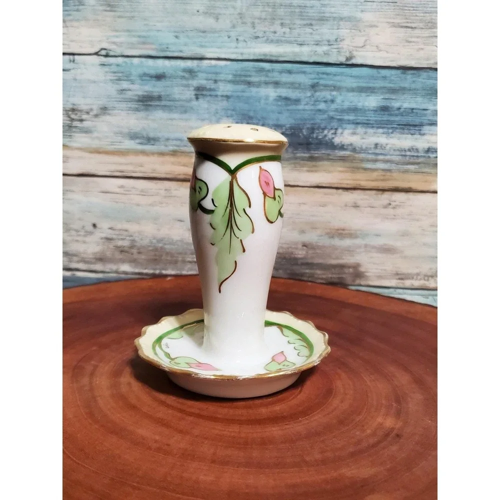 Limoges‎ France AK & CD Porcelain Hat Pin Holder Art Nouveau Floral Gold Trim